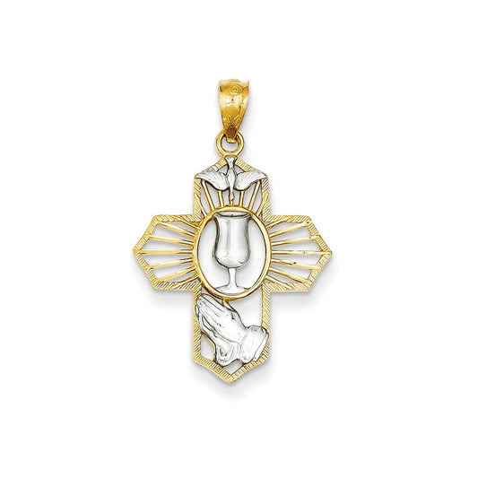 14k w/Rhodium Cross Pendant