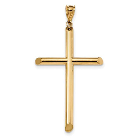 14k Polished Tube Cross Pendant