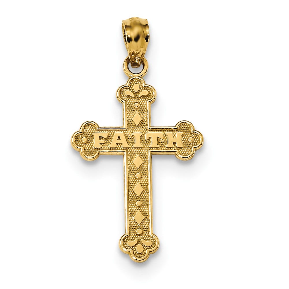 14k Satin & Polished Faith Cross Pendant