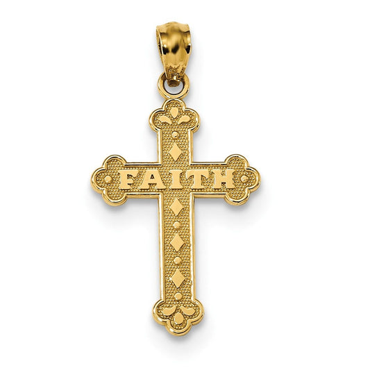 14k Satin & Polished Faith Cross Pendant
