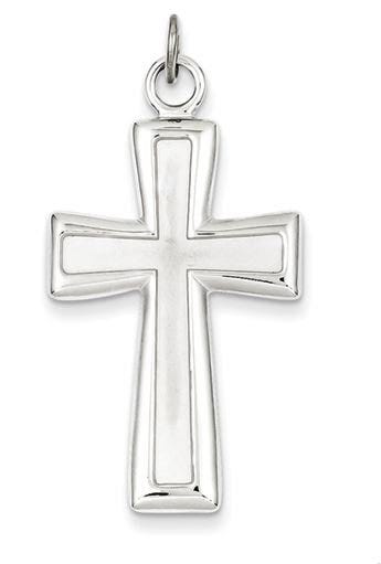 Sterling Silver Polished and Satin Cross Pendant