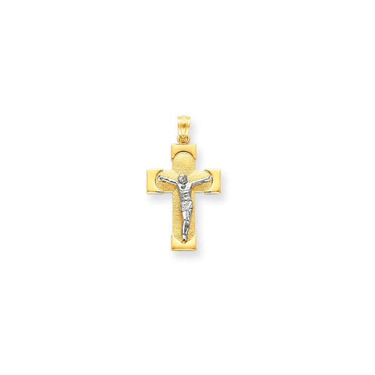 14k Two-tone Crucifix Pendant