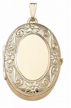 Solid 14K Yellow Gold Oval Four Photo Locket