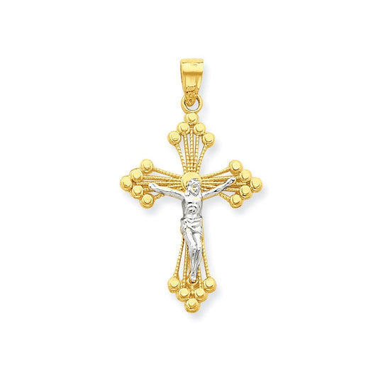 10k & Rhodium Crucifix Pendant