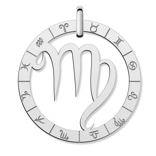 Cutout Round Virgo Symbol Charm or Pendant