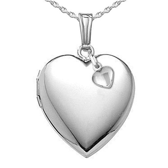 Sterling Silver Heart Charm Heart Photo Locket
