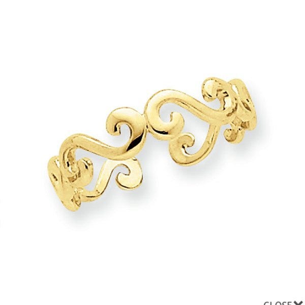 14k Yellow Gold Swirl Toe Ring