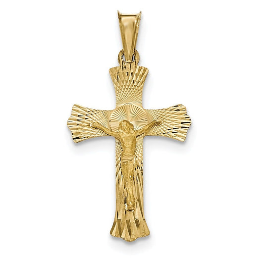 14k Polished Satin and D/C Crucifix Pendant