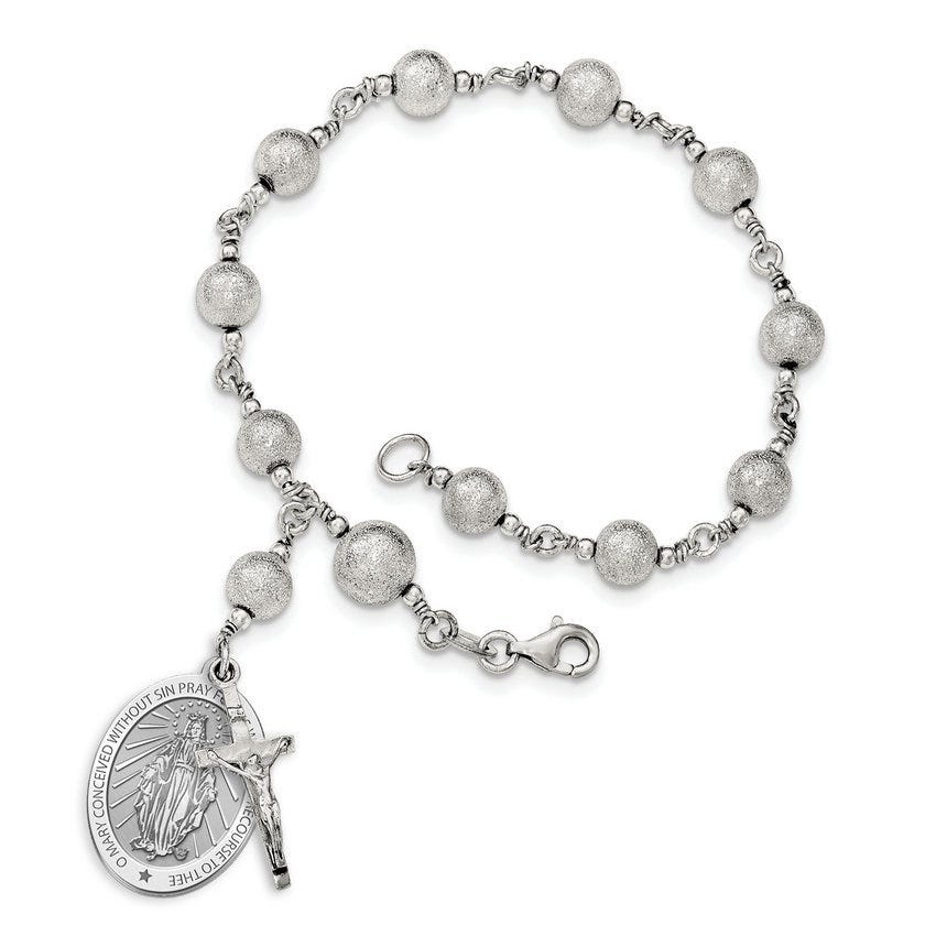 Blessed Mother Virgin Mary "Miraculous Medal" Double Sided Rosary Bracelet "EXCLUSIVE"