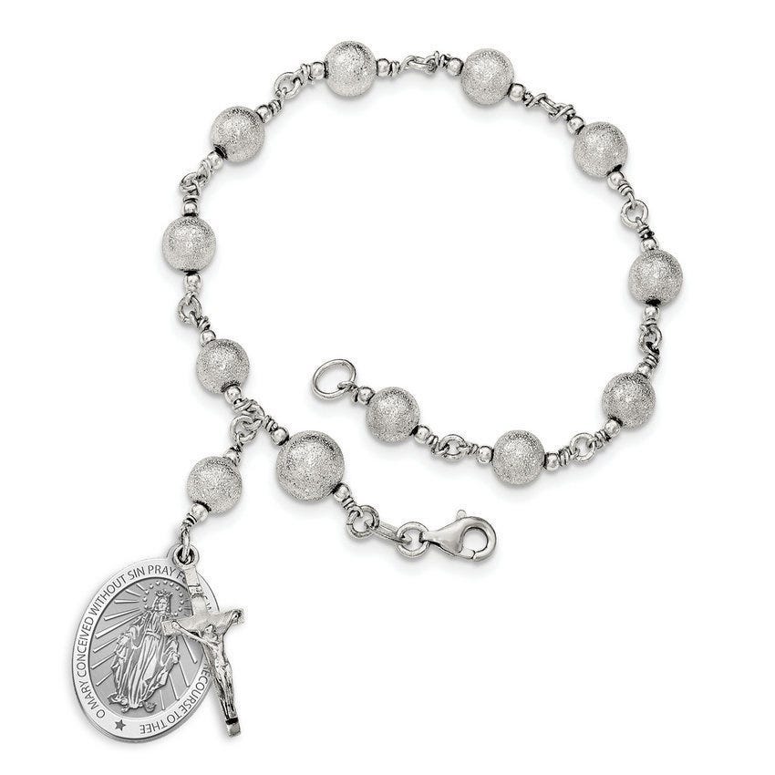 Blessed Mother Virgin Mary "Miraculous Medal" Double Sided Rosary Bracelet "EXCLUSIVE"