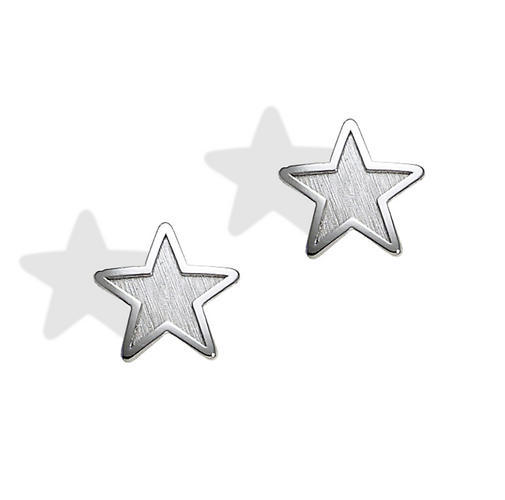 14K  White Gold Children's "Star" Safety Back Earrings
