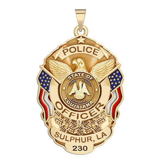 Personalized Sulphur Louisiana Police Badge with Your Rank, Number & Department