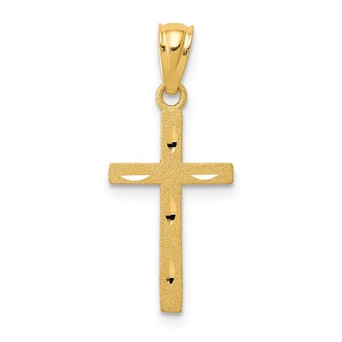 14k Satin & Diamond-cut Cross Pendant