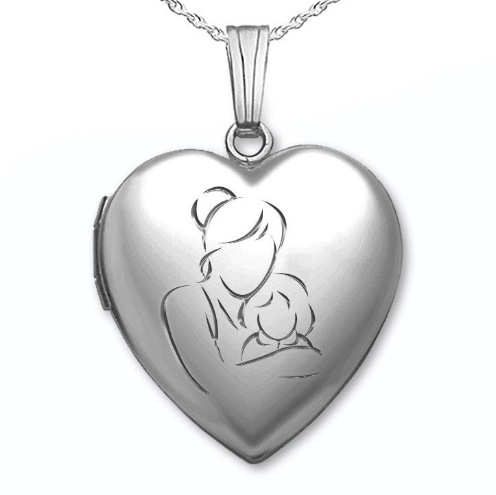 Sterling Silver "Mom and Daughter" Heart Photo Locket