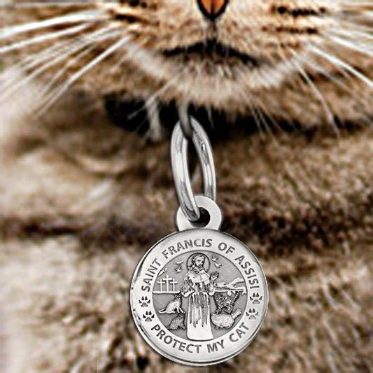 Saint Francis of Assisi " Protect My Cat " Round Picture Locket