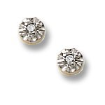14K Yellow Gold Children's Two Tone Stud Earrings with Diamond