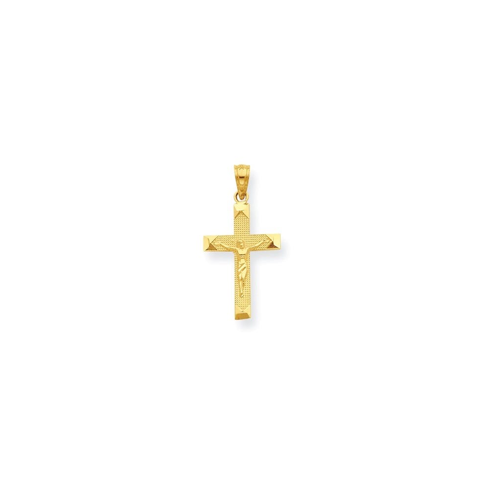 14K Beveled Tipped Crucifix Pendant