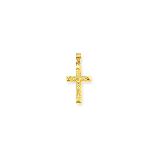 14K Beveled Tipped Crucifix Pendant