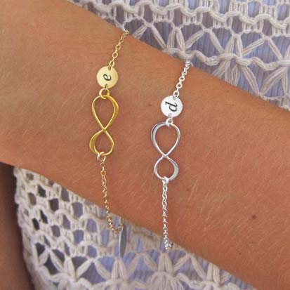 Personalized Infinity Bracelet w/ Initial Charm