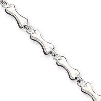 Sterling Silver Solid Polished Fancy Bone Link Anklet