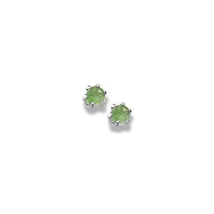 14K  White Gold Child's Genuine Emerald Birthstone Stud Earrings