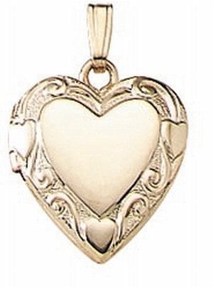Solid 14K Yellow Gold Small Heart Photo Locket