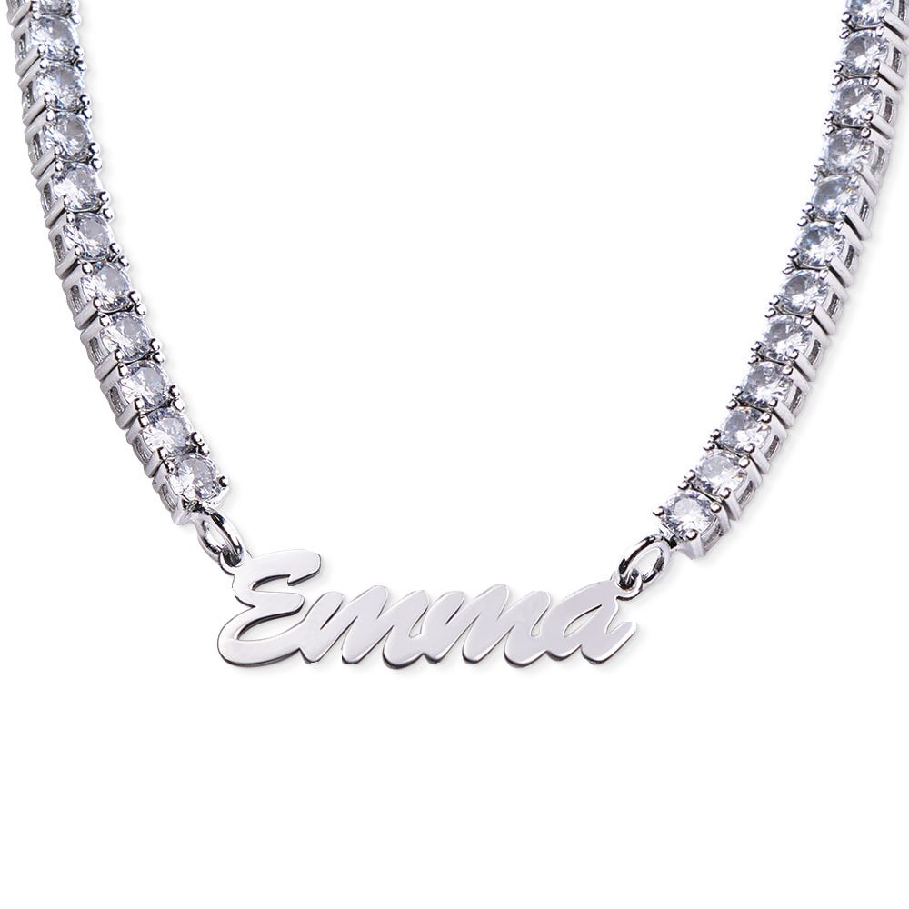 Personalized & Exclusive CZ Nameplate Necklace