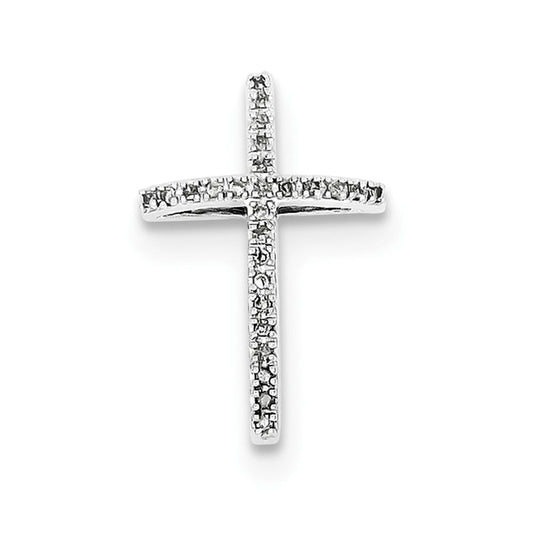Sterling Silver Rhodium-plated Diamond Cross Pendant