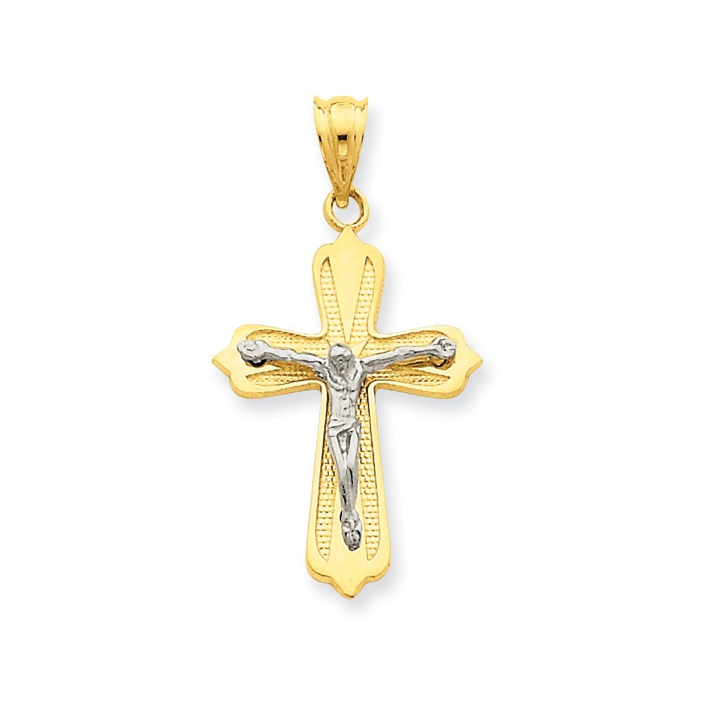 14K Two-tone Crucifix Pendant