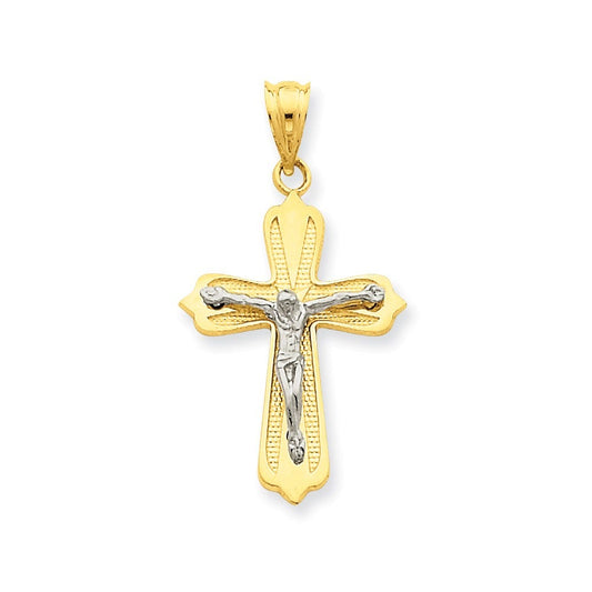 14K Two-tone Crucifix Pendant