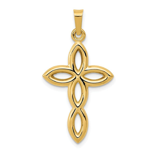 14k Polished Cut-out Passion Cross Pendant