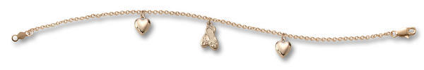14K Yellow Gold Children's Charm Bracelets with 3 Charms