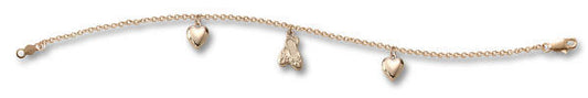 14K Yellow Gold Children's Charm Bracelets with 3 Charms