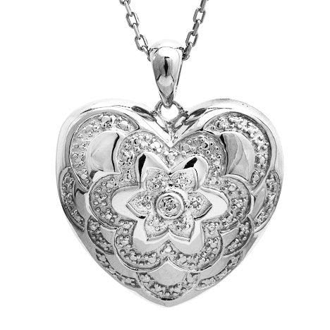 Sterling Silver Diamond Heart Photo Locket