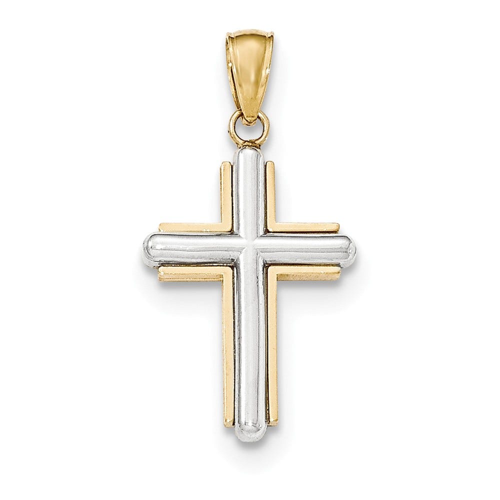 14k Two-tone Cross Pendant