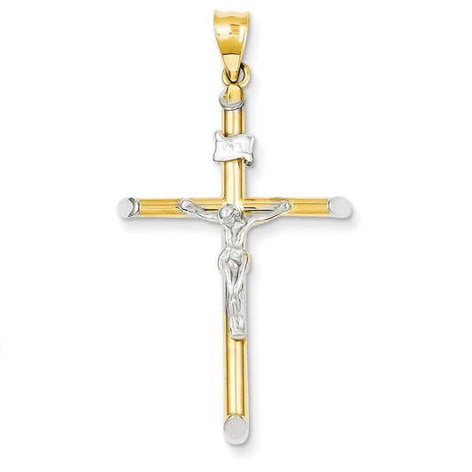 14k Two-tone & Rhodium INRI Crucifix Pendant