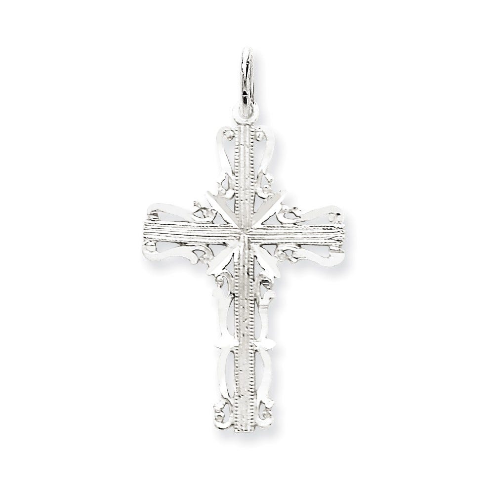 14k White Gold Latin Cross Pendant
