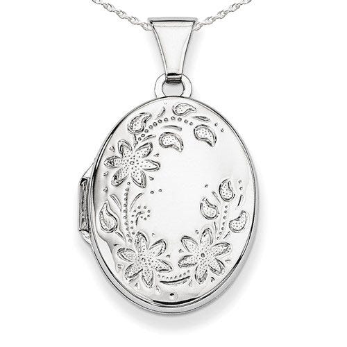 Sterling Silver Oval Photo Locket - 5/8 Inch x just Over 3/4 inch Sterling Silver