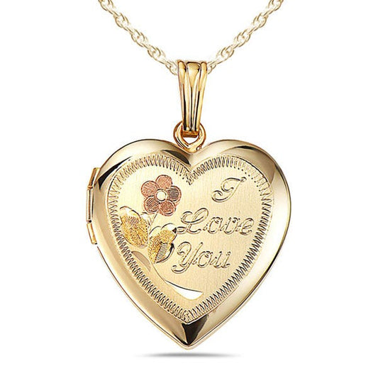 14k Gold Filled I Love You Heart Photo Locket - 3/4 inch x 3/4 inch