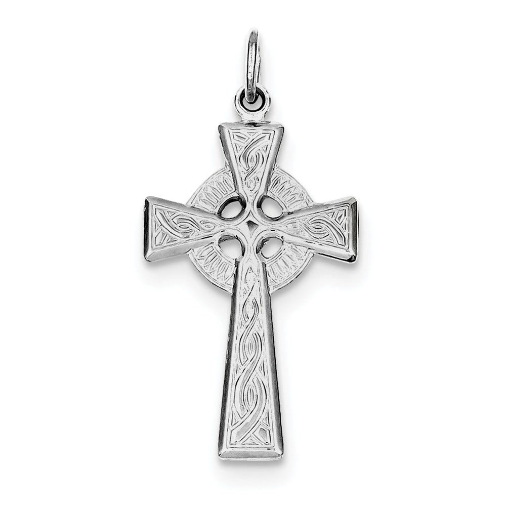 Sterling Silver Rhodium-plated Celtic Cross Pendant