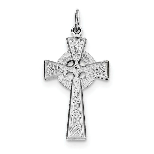 Sterling Silver Rhodium-plated Celtic Cross Pendant