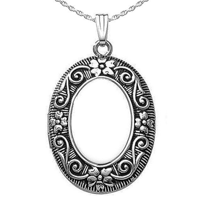 Sterling Silver "Antique" Oval Photo Locket