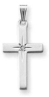 Sterling Silver Children's Cross with Genuine Diamond