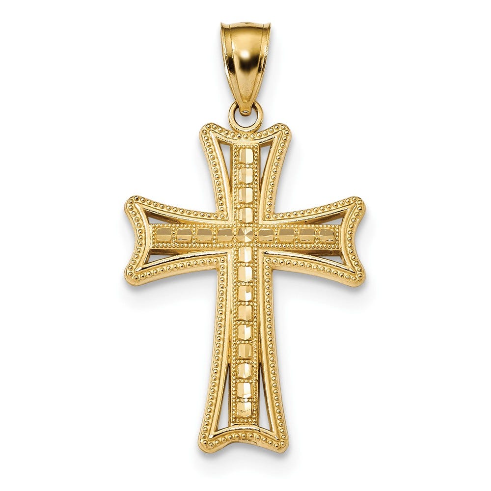 14k Diamond-cut Cross Pendant