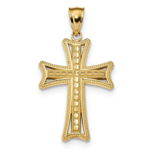 14k Diamond-cut Cross Pendant