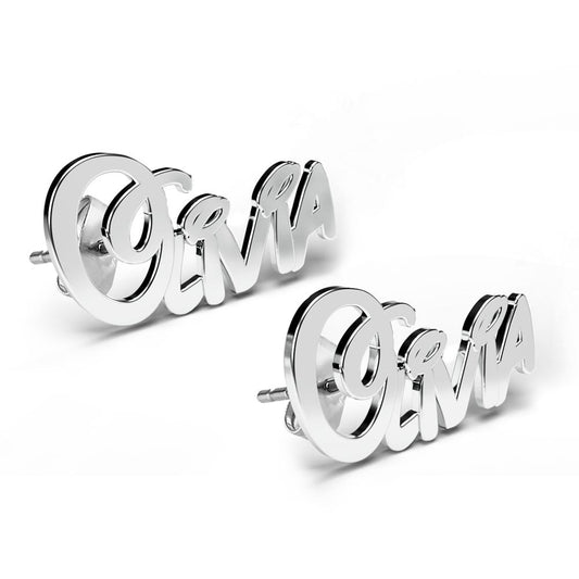 Pair Of Script  "Fairy Tale" Name Earrings