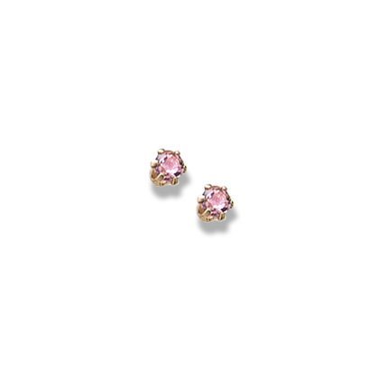 14K Yellow Gold Child's Genuine Tourmaline Birthstone Stud Earrings
