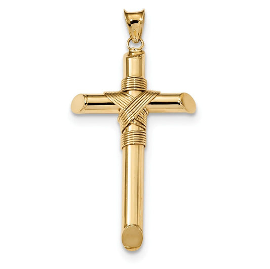 14k Polished Tube Cross Pendant