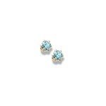 14K Yellow Gold Child's Genuine Blue Zircon Birthstone Stud Earrings