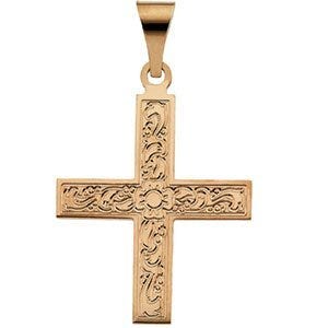 14K Yellow Gold GREEK CROSS PENDANT W/ORNATE DESIGN